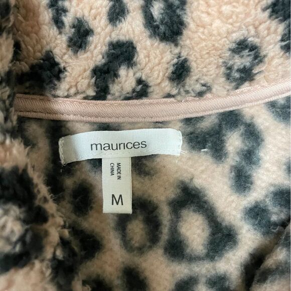 Maurices Cheetah Fuzzy 3/4 zip Sweater - Picture 2 of 3
